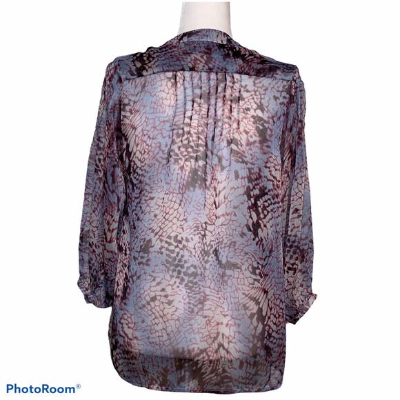 Patterson J. Kincaid Long Sleeve Sheer Top Purple Small - Picture 12 of 14